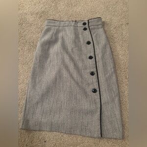 H&M Grey Tweed Pencil Skirt with Side Button Trim